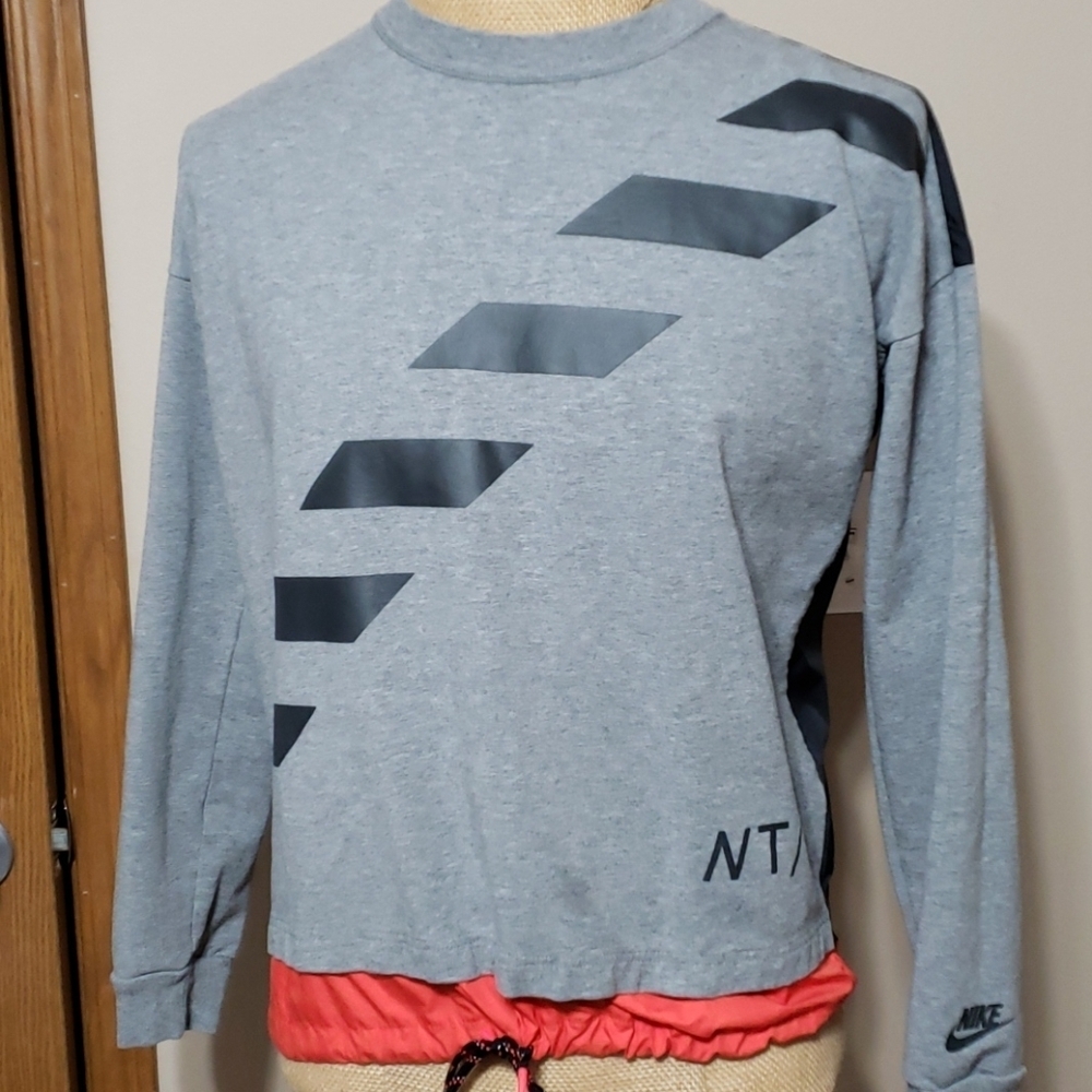 Nike layered look orange black grey pull over